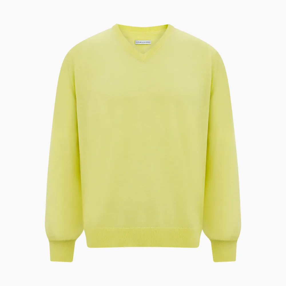 Bright Yellow Cashmere V-neck Jumper