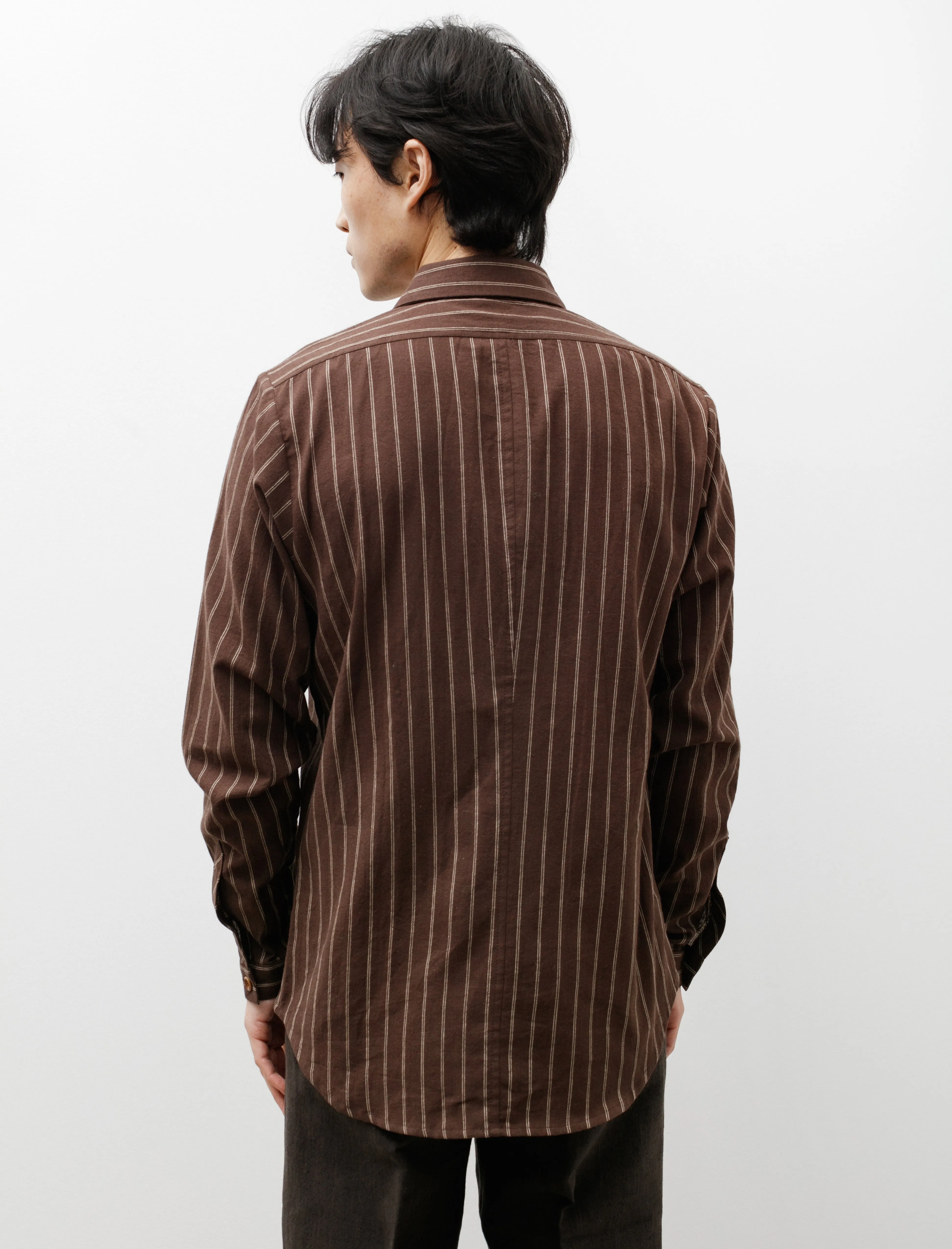 Brown Stripe Shirt Cotton Linen