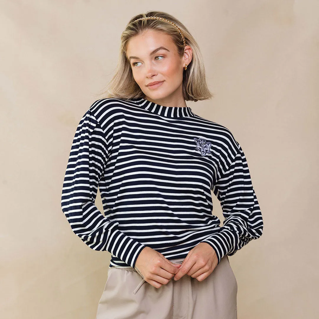 BYU Coco Long Sleeve Tee, Navy Stripe