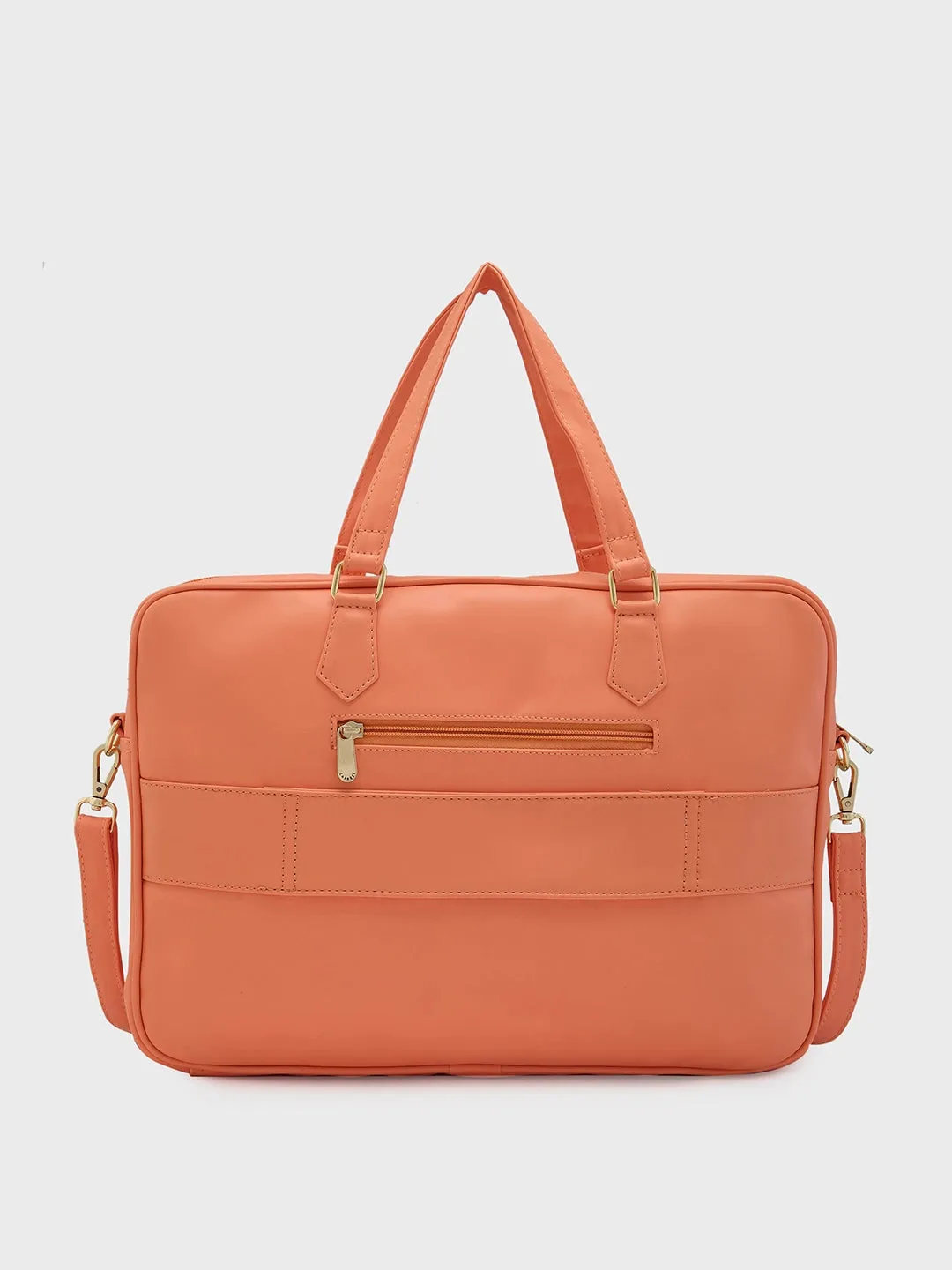 Caprese Dora Laptop Bag Large Solid Women'S Office Handbag Coral