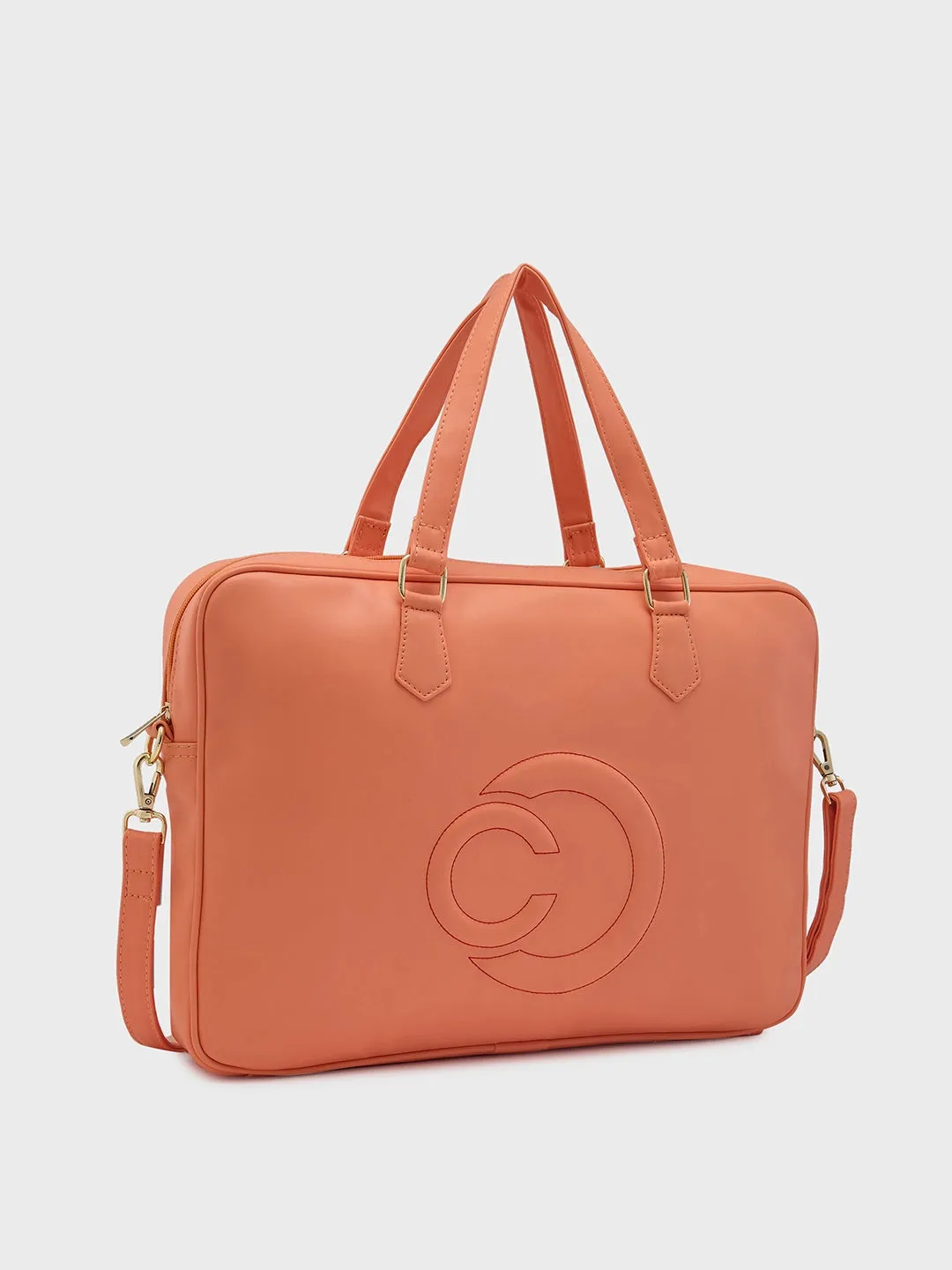 Caprese Dora Laptop Bag Large Solid Women'S Office Handbag Coral