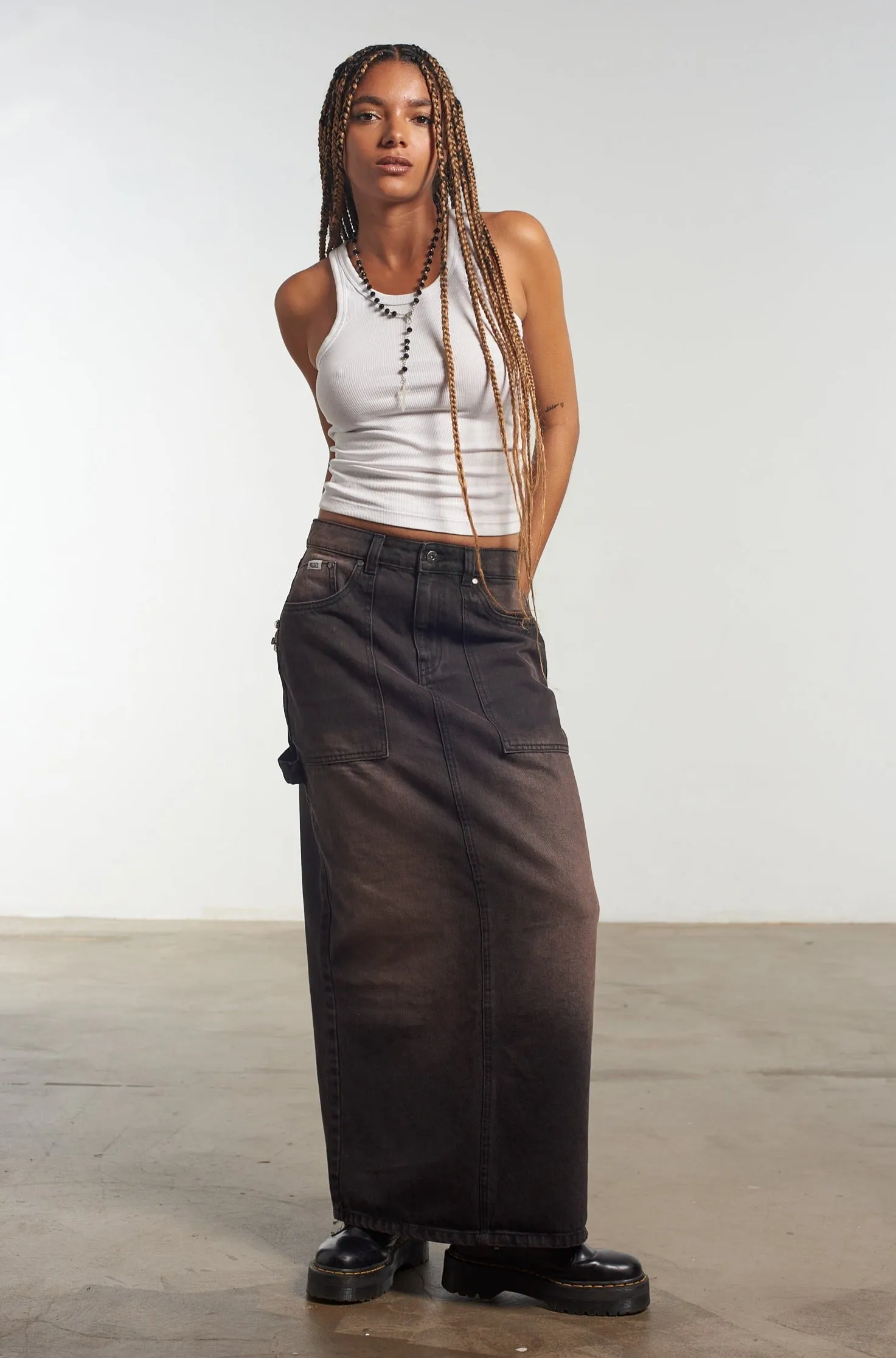 Carpenter Maxi Skirt Brown Wash