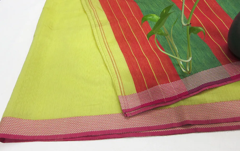 Chanderi Basant Sari (READY TO SHIP)