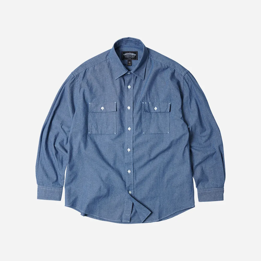 CIGARETTE POCKET CHAMBRAY SHIRT - BLUE