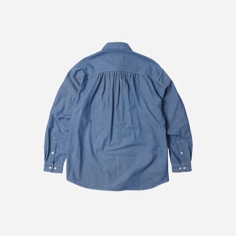 CIGARETTE POCKET CHAMBRAY SHIRT - BLUE