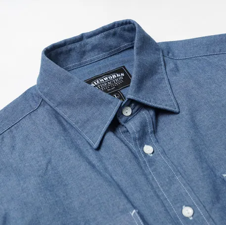 CIGARETTE POCKET CHAMBRAY SHIRT - BLUE