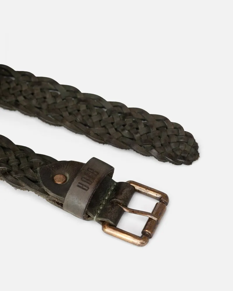 Columbia Leather Belt in Khaki Green by BIBA