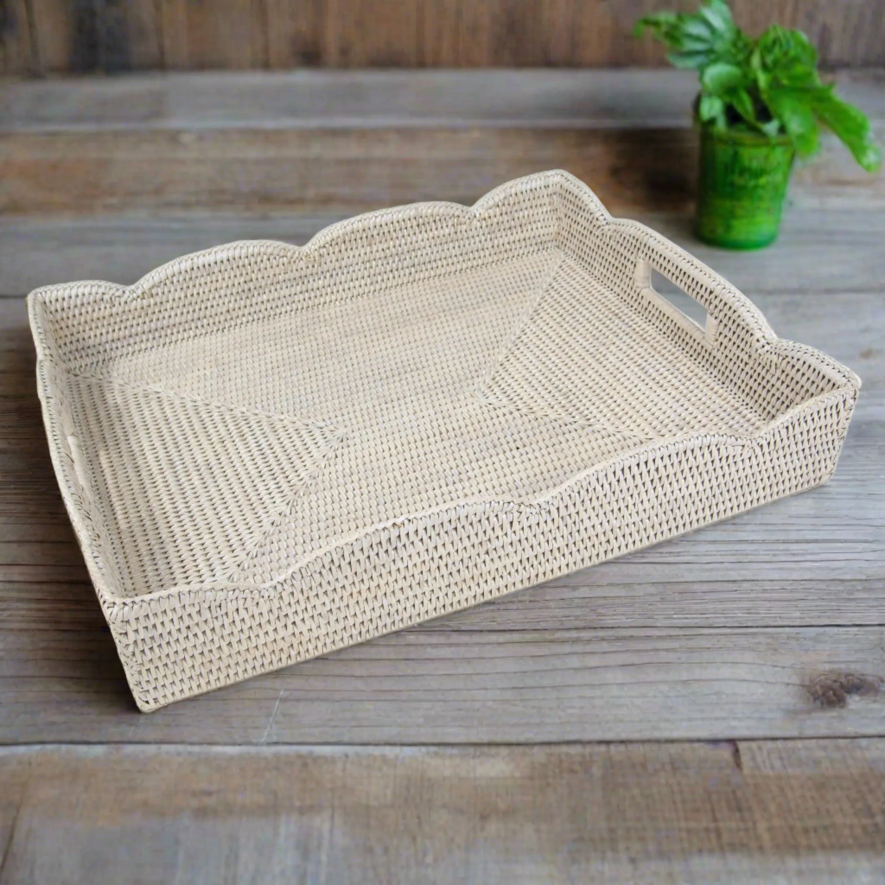 Cream 'Rattan' Tray Collection