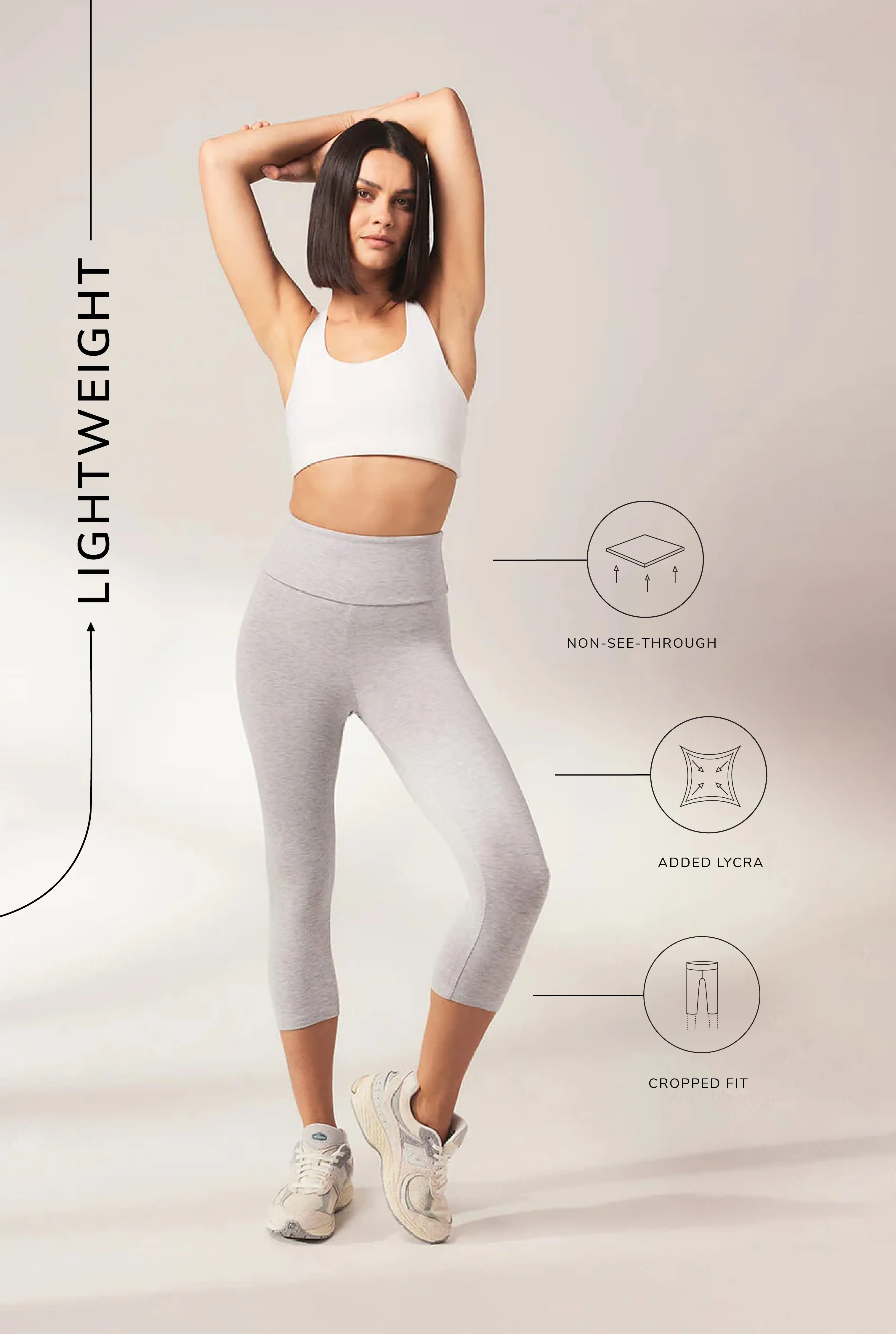 Cropped Lightweight Leggings - Light Grey