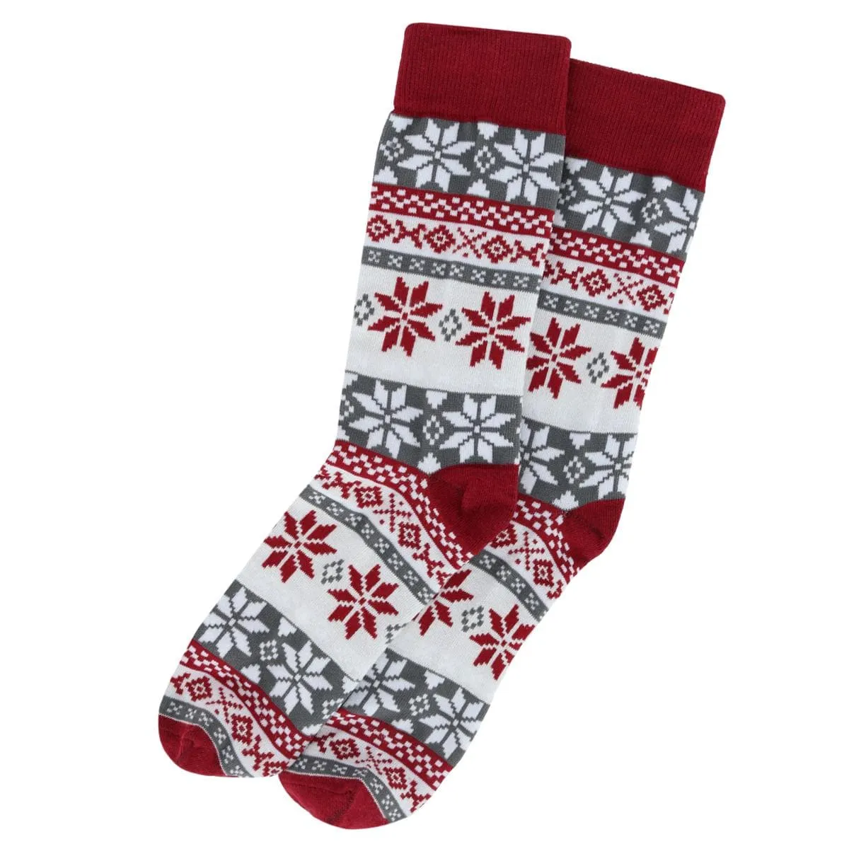 CTM® Men's Crew Snowflake Christmas Novelty Sock (1 Pair)