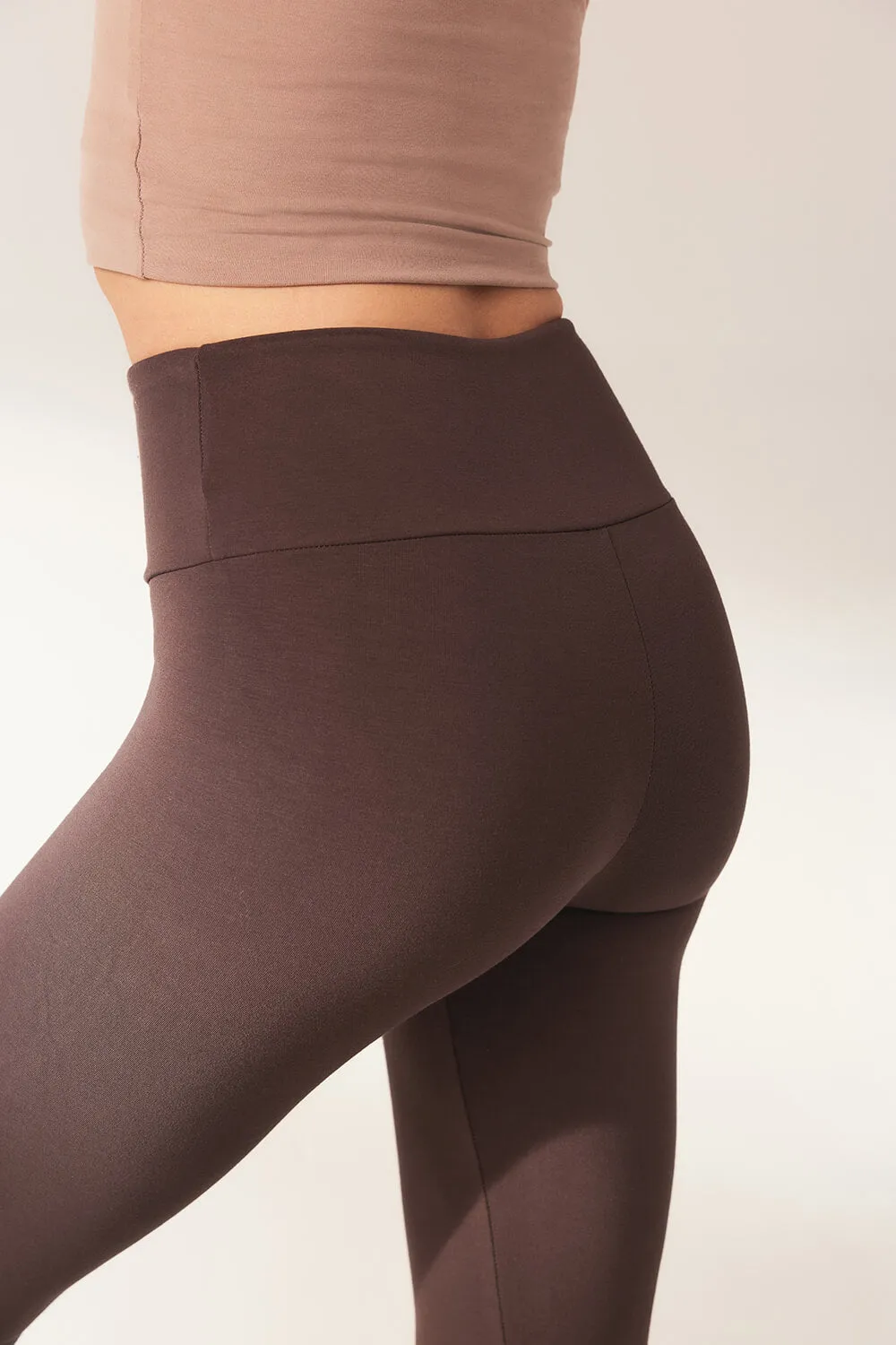 Curve Lightweight Everyday High Waisted Leggings - Espresso Brown