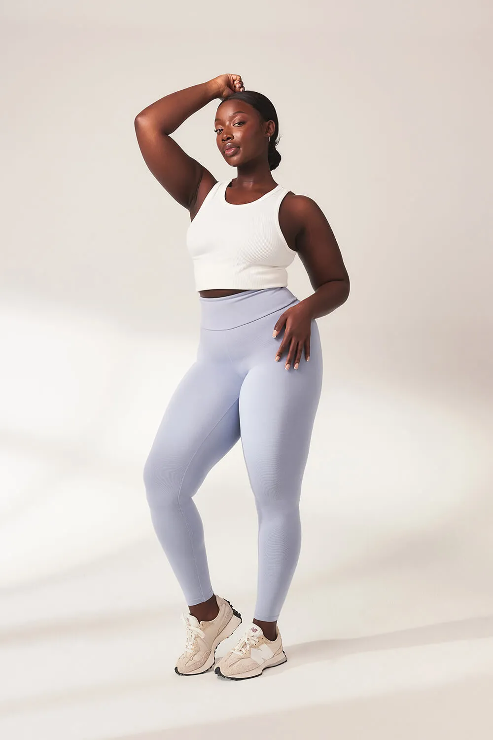 Curve Lightweight Everyday High Waisted Leggings - Powder Blue