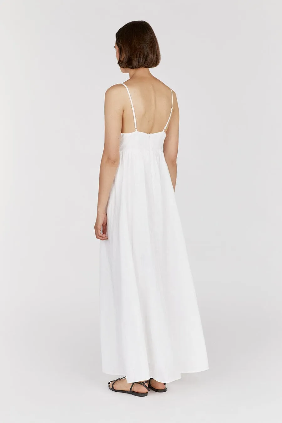 DALLAS WHITE LINEN MAXI DRESS