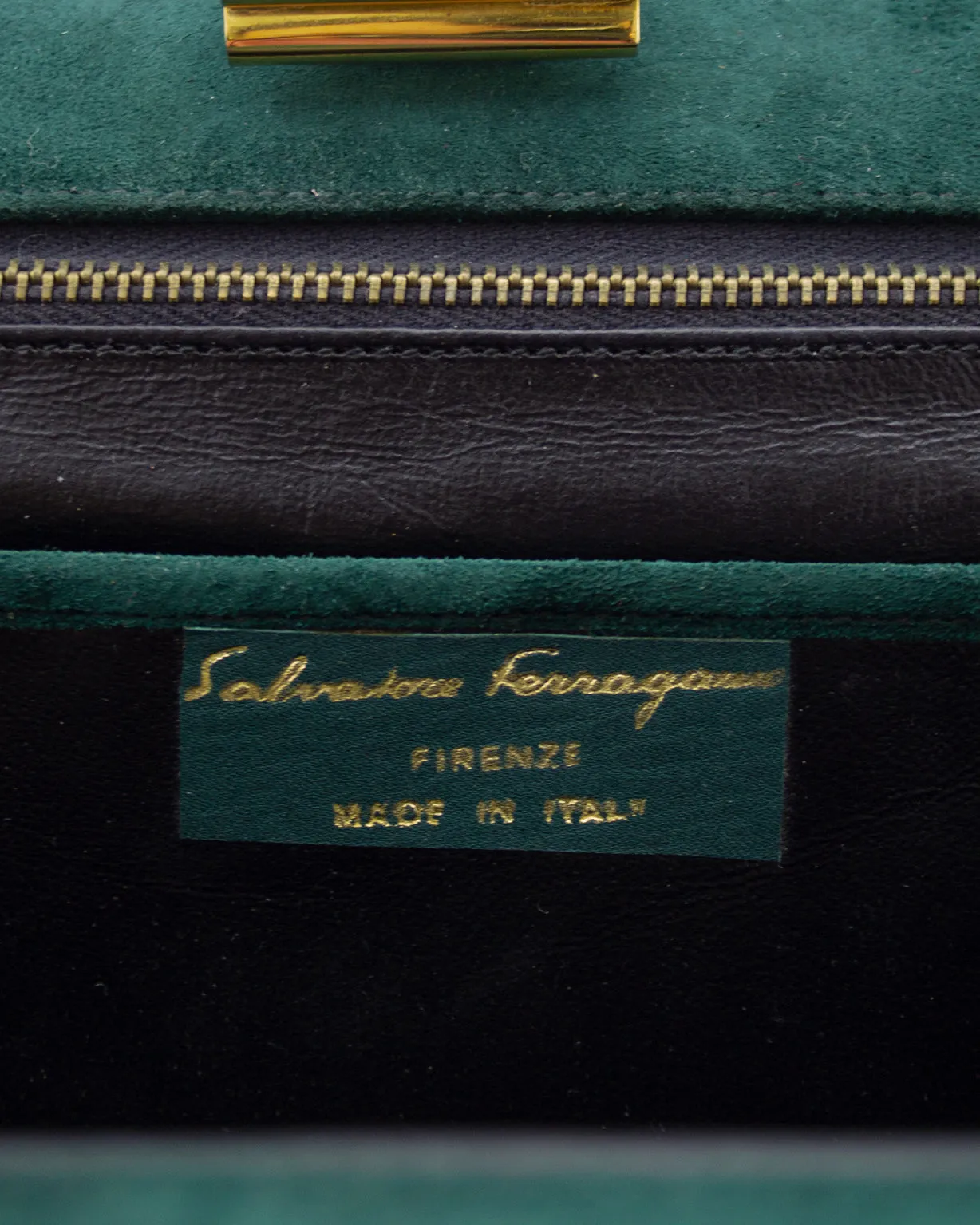 Dark Green Suede Frame Clutch