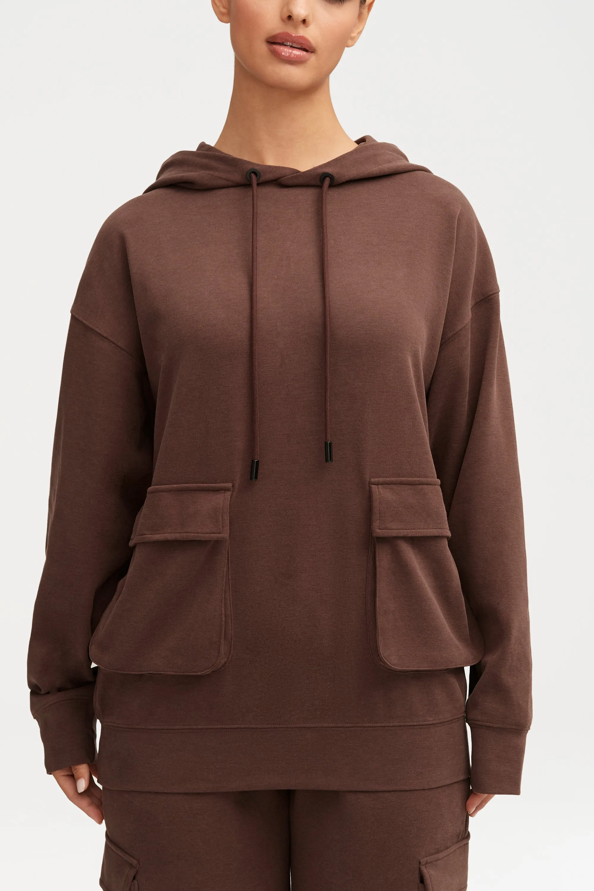 Demi Oversized Cargo Pocket Hoodie - Brown