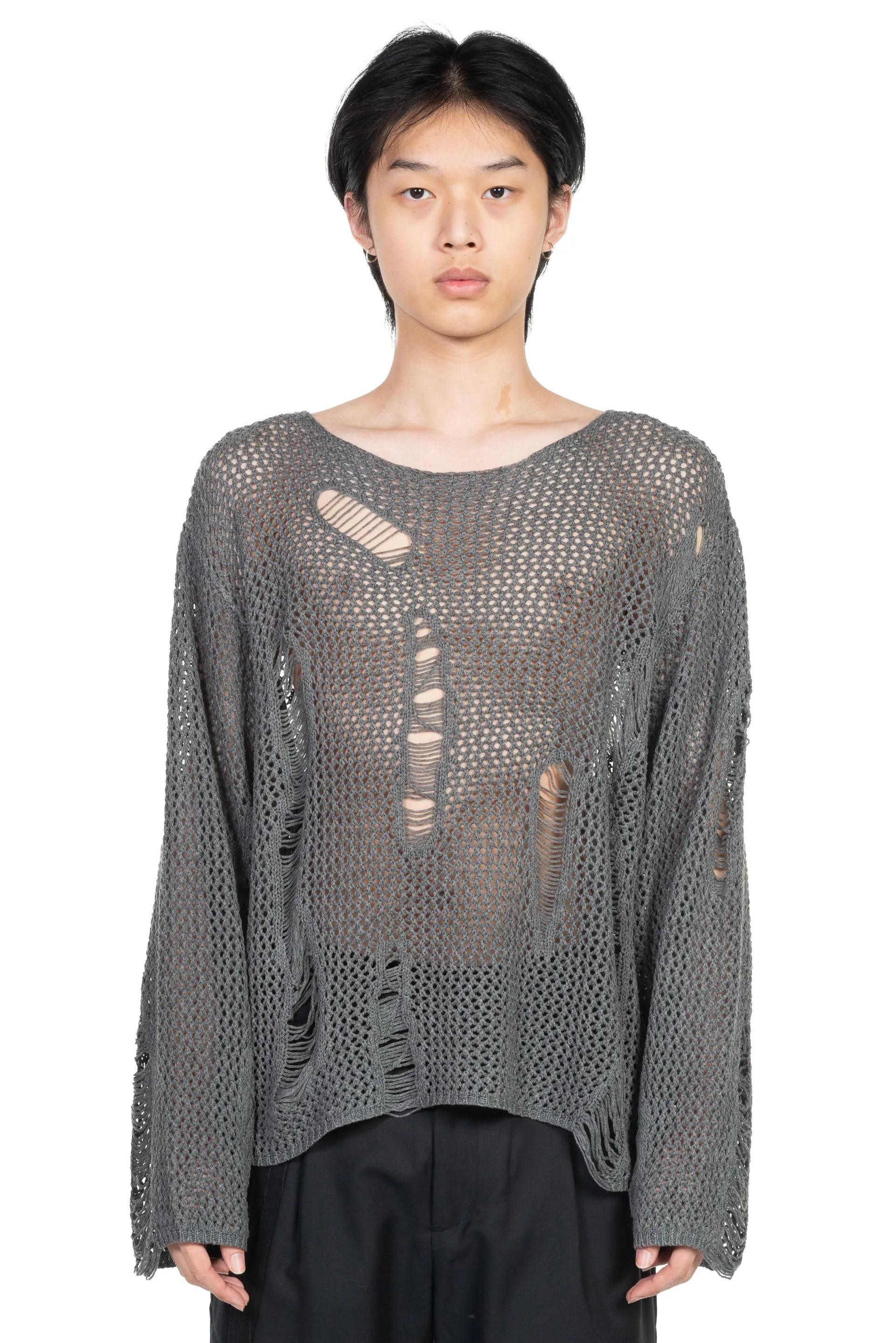 Destroyed Knit Jumper Grey