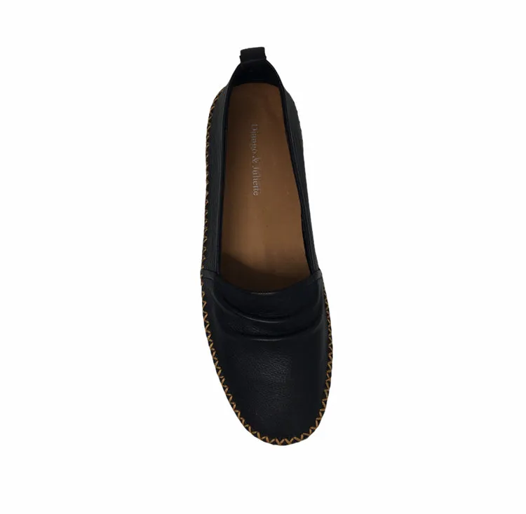 Django & Juliette Vaden Leather Slip On ~ Black ~ Tan