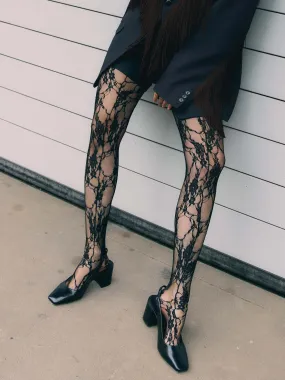 Donatella Lace Pattern Back-Seam Tights