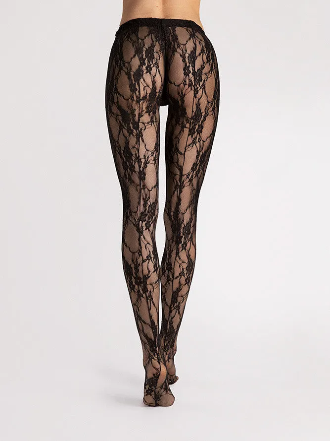 Donatella Lace Pattern Back-Seam Tights