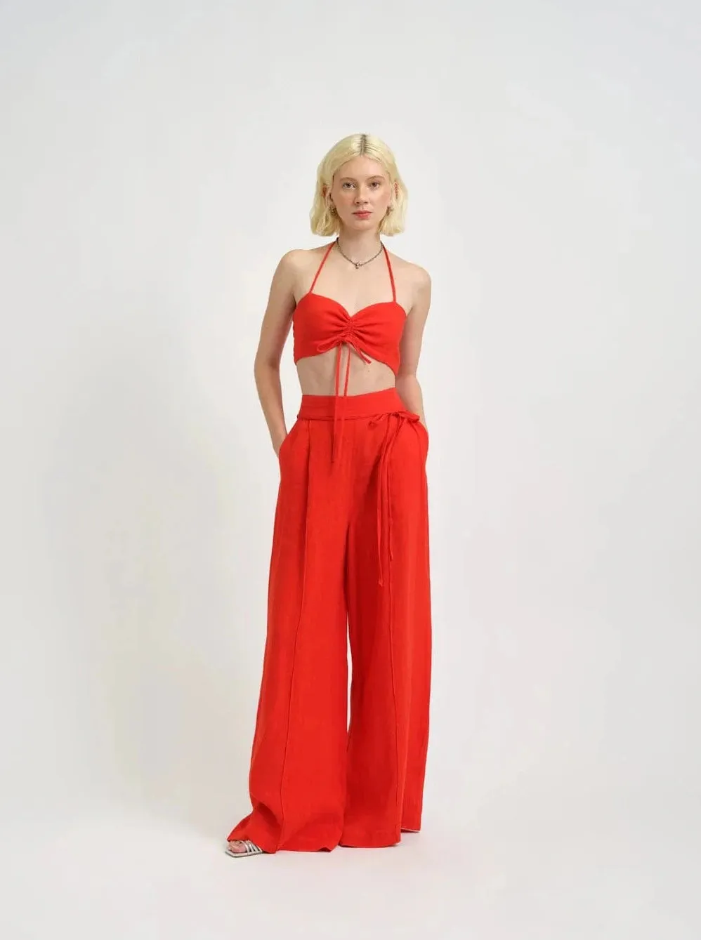 ELIZA FAULKNER - Frankie halter top red linen