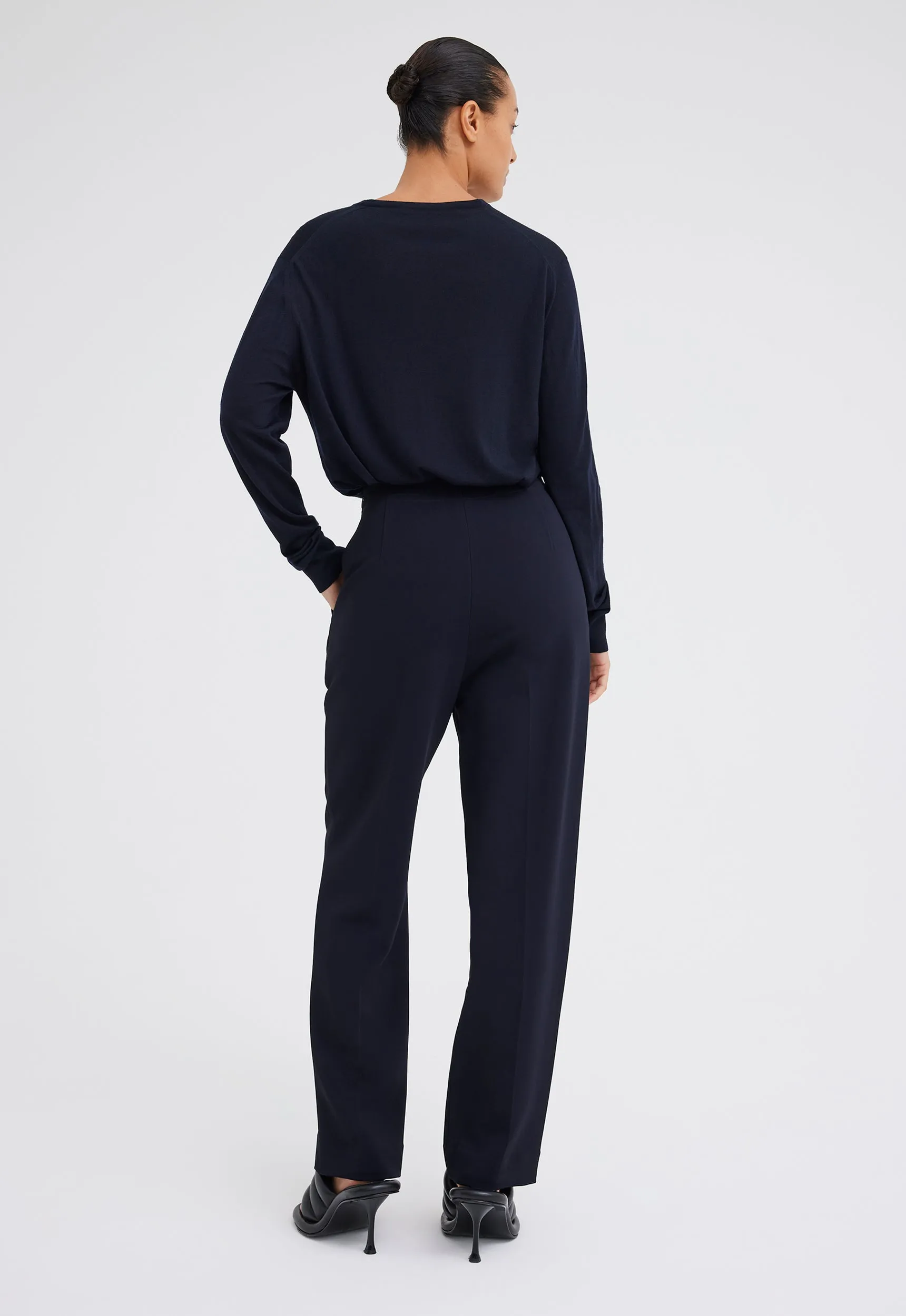 Enzo Italian Crepe Pant - Navy