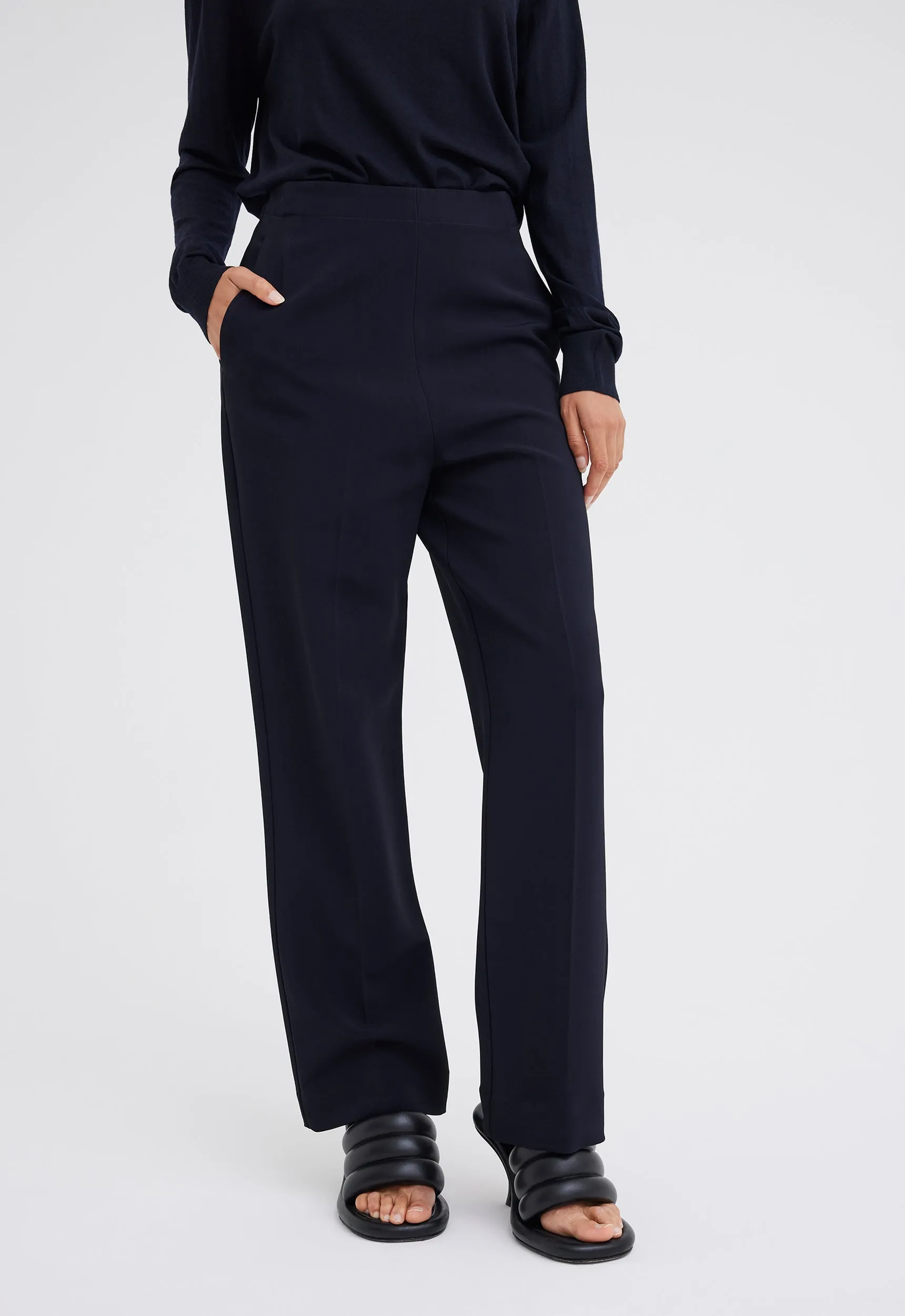 Enzo Italian Crepe Pant - Navy