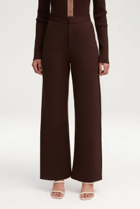 Essential Jersey Wide Leg Pants - Dark Brown