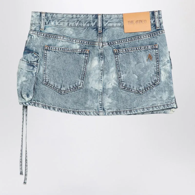 Fay Cargo Mini Skirt In Washed Denim