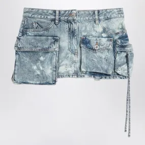 Fay Cargo Mini Skirt In Washed Denim