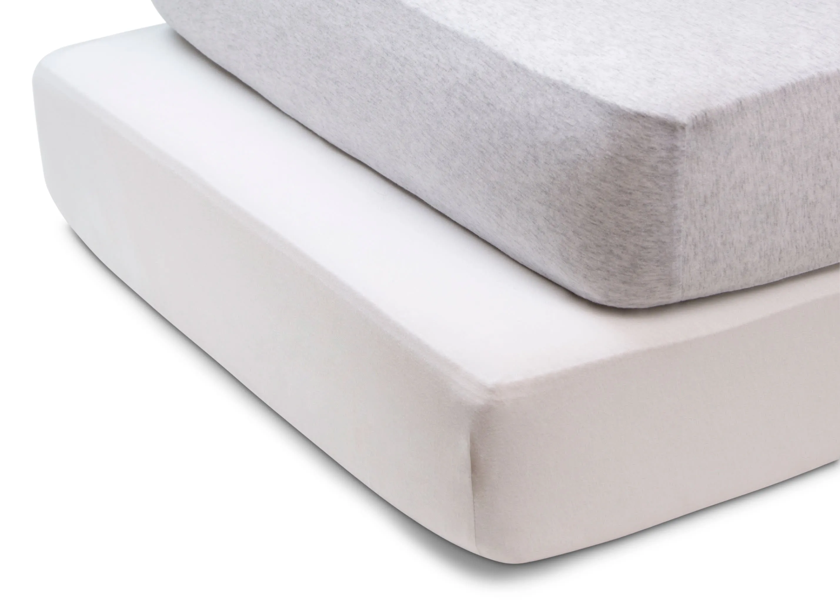 Fitted Crib Sheets - 2 Pack, White & Heather Grey