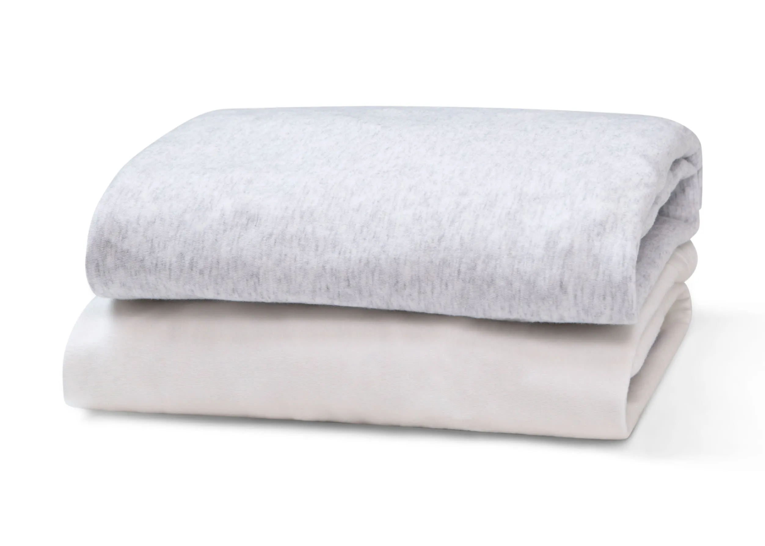 Fitted Crib Sheets - 2 Pack, White & Heather Grey