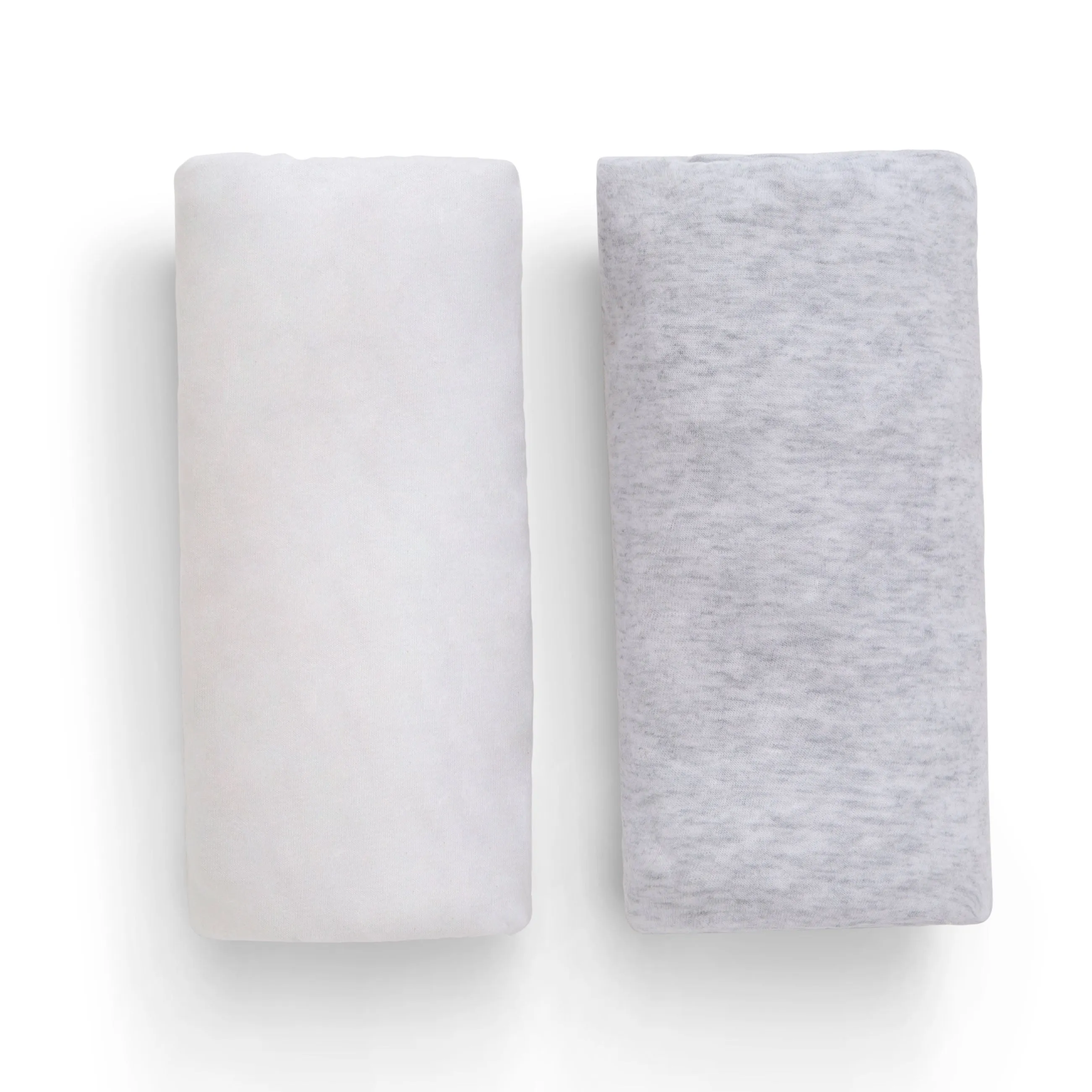 Fitted Crib Sheets - 2 Pack, White & Heather Grey