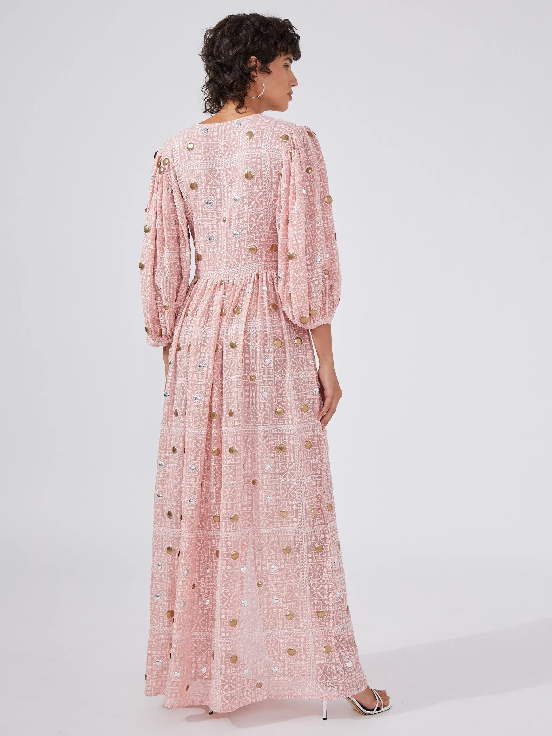 Gitana Embroidered Viscose Volume Maxi Dress