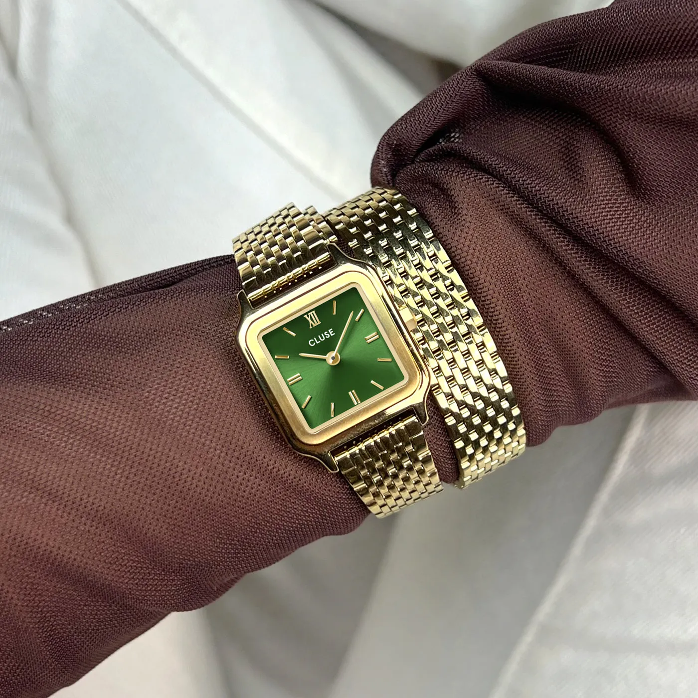 Gracieuse Petite Watch Double Steel, Forest Green, Gold Colour