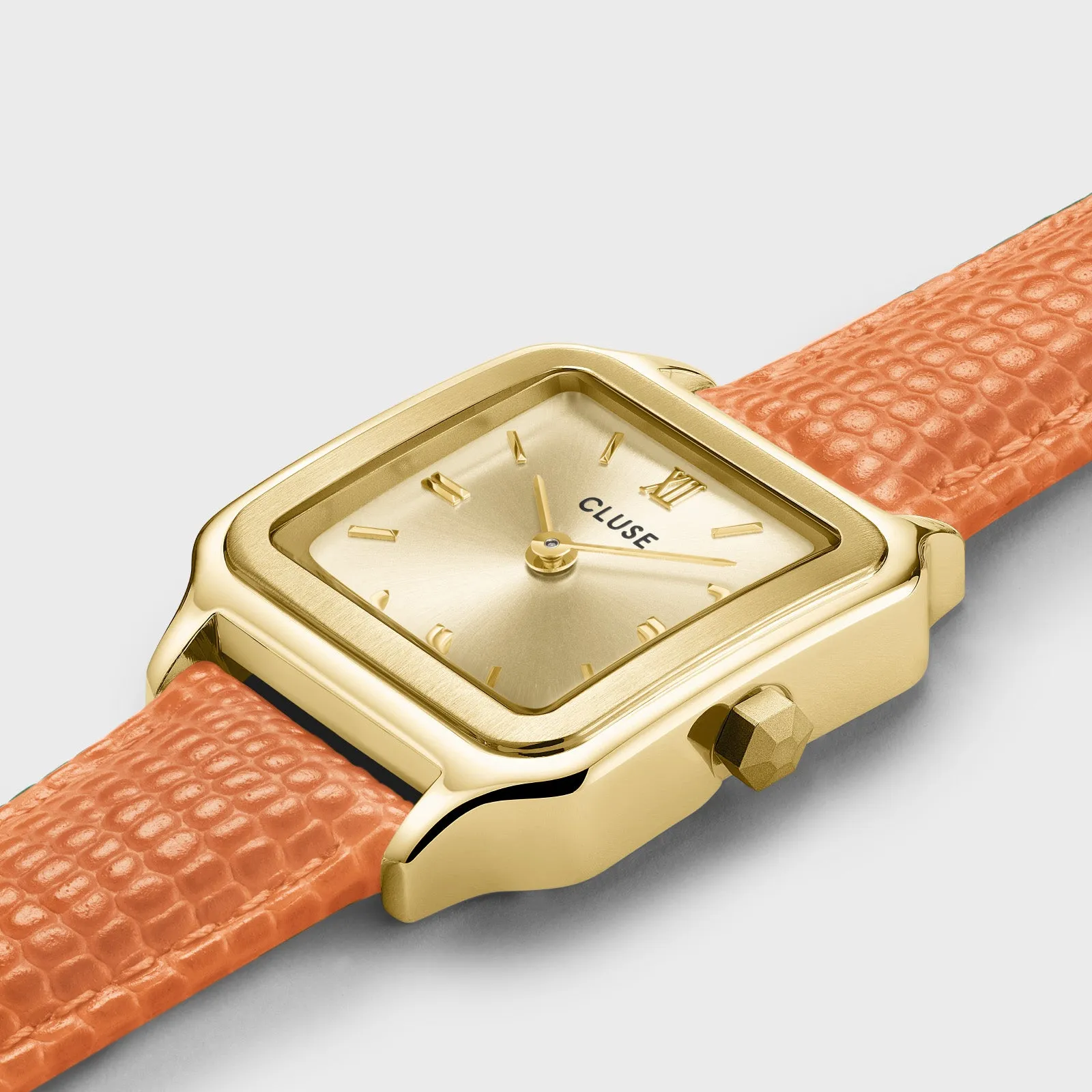 Gracieuse Petite Watch Leather, Apricot Lizard, Gold Colour