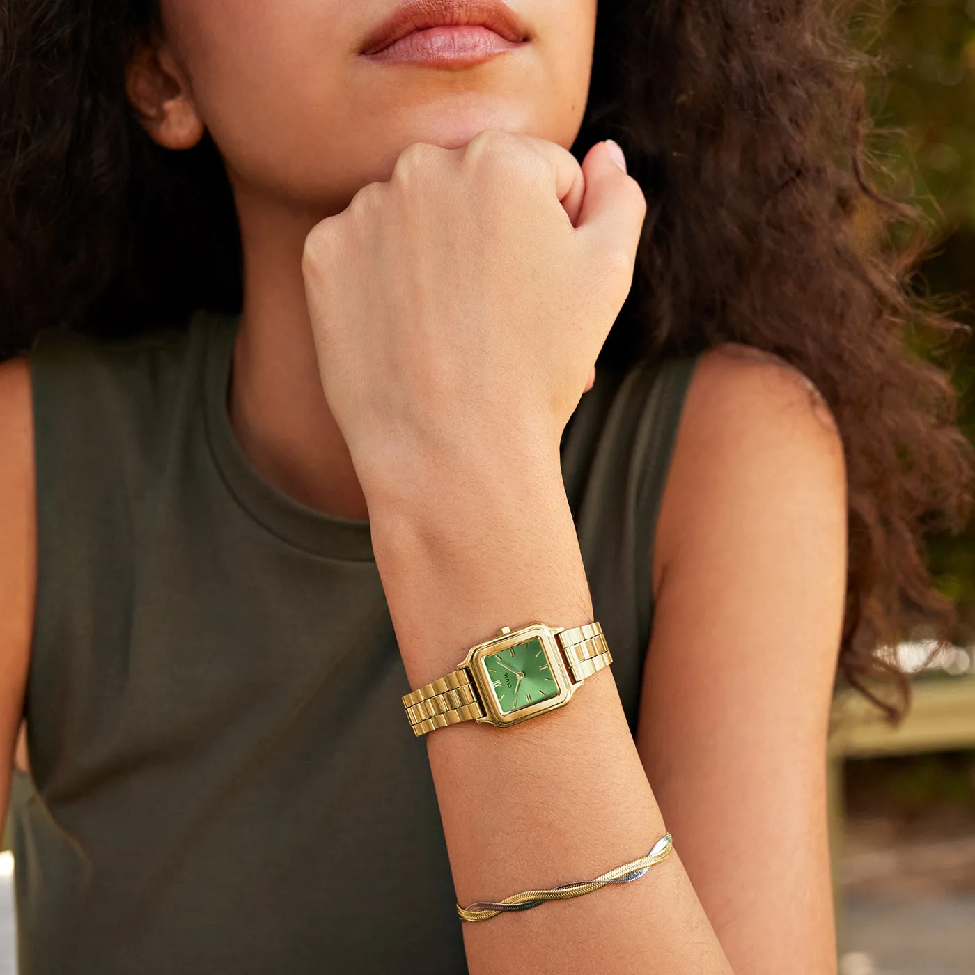 Gracieuse Petite Watch Steel, Light Green, Gold Colour