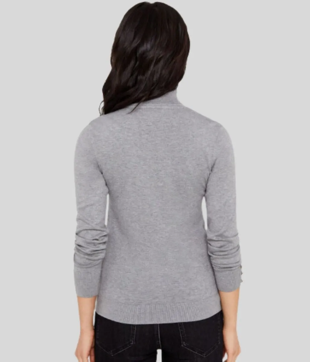 Grey Roll Neck Fine Knit Jumper