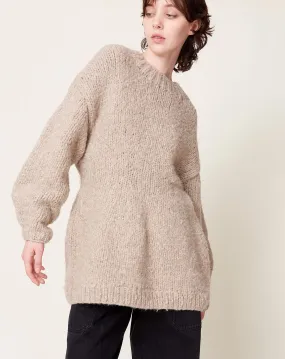 Handknit Peplum Pullover in Dust