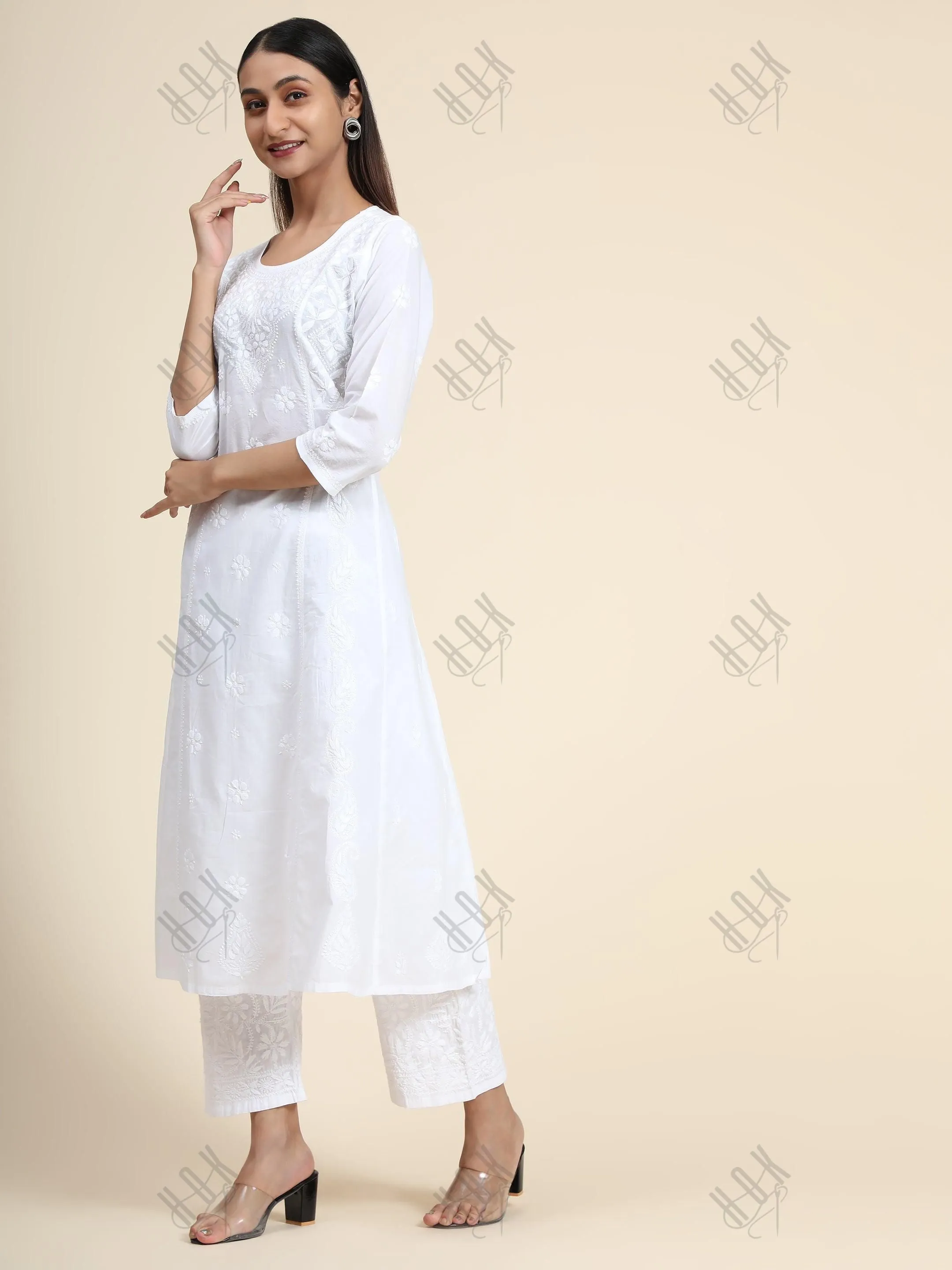 HOK Chikankari Stylish Kurti White