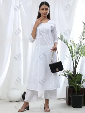 HOK Chikankari Stylish Kurti White