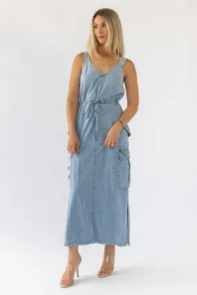 Huxley Blue Denim Midi Dress