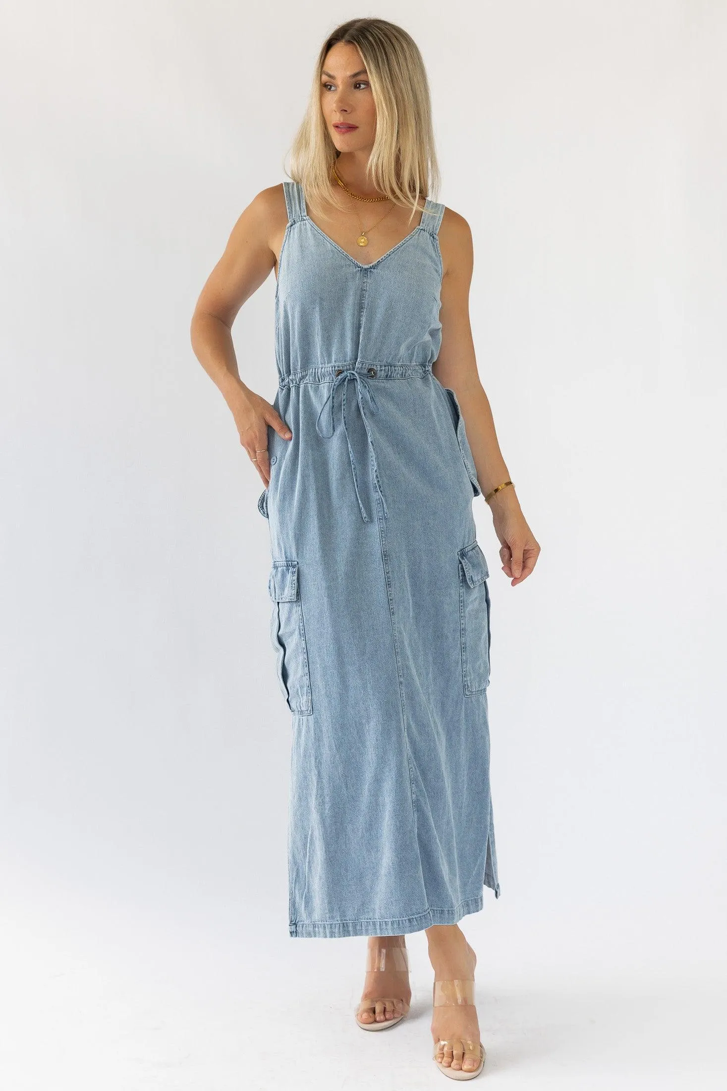 Huxley Blue Denim Midi Dress