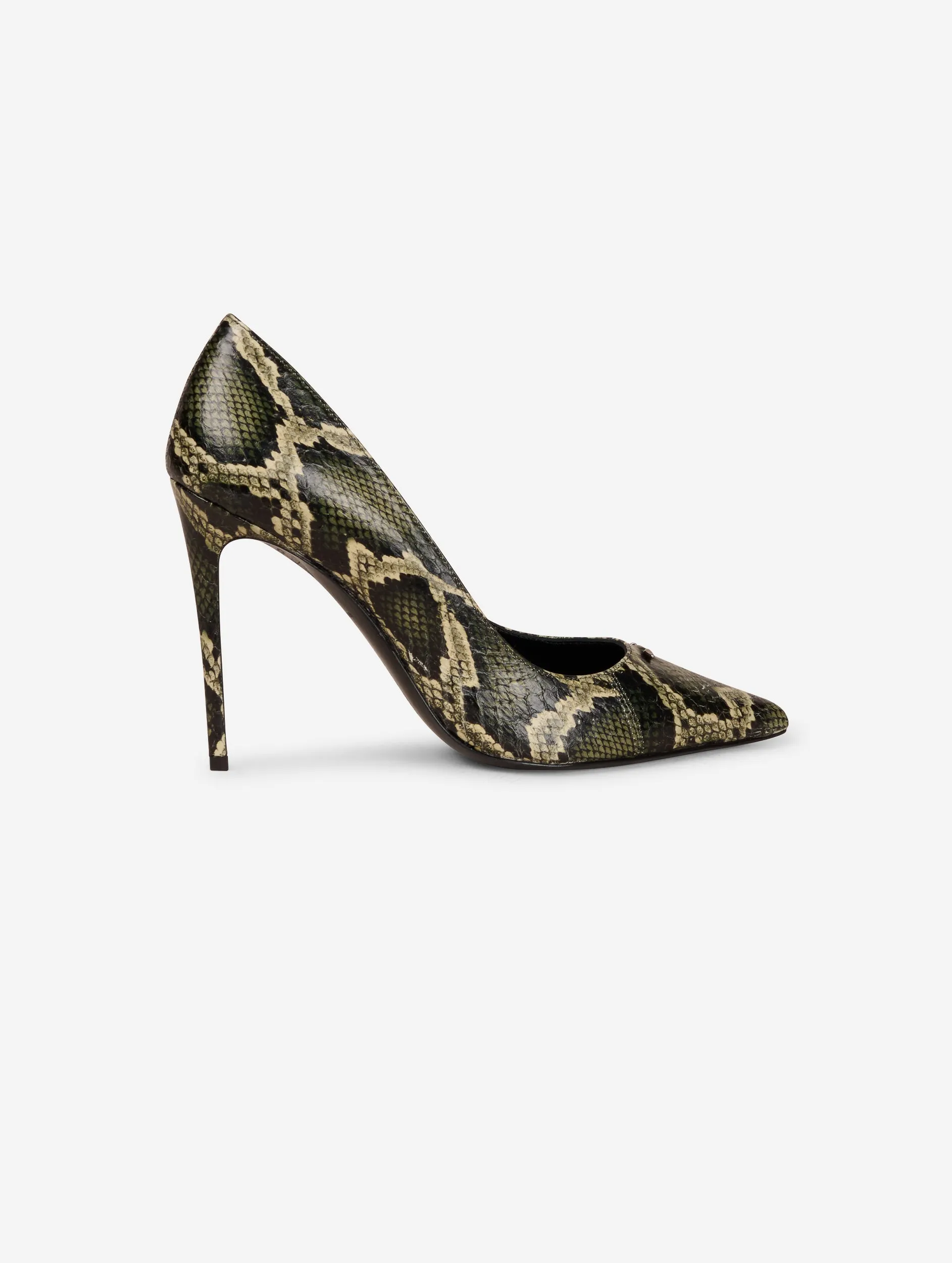 Khaki reptile stilettos