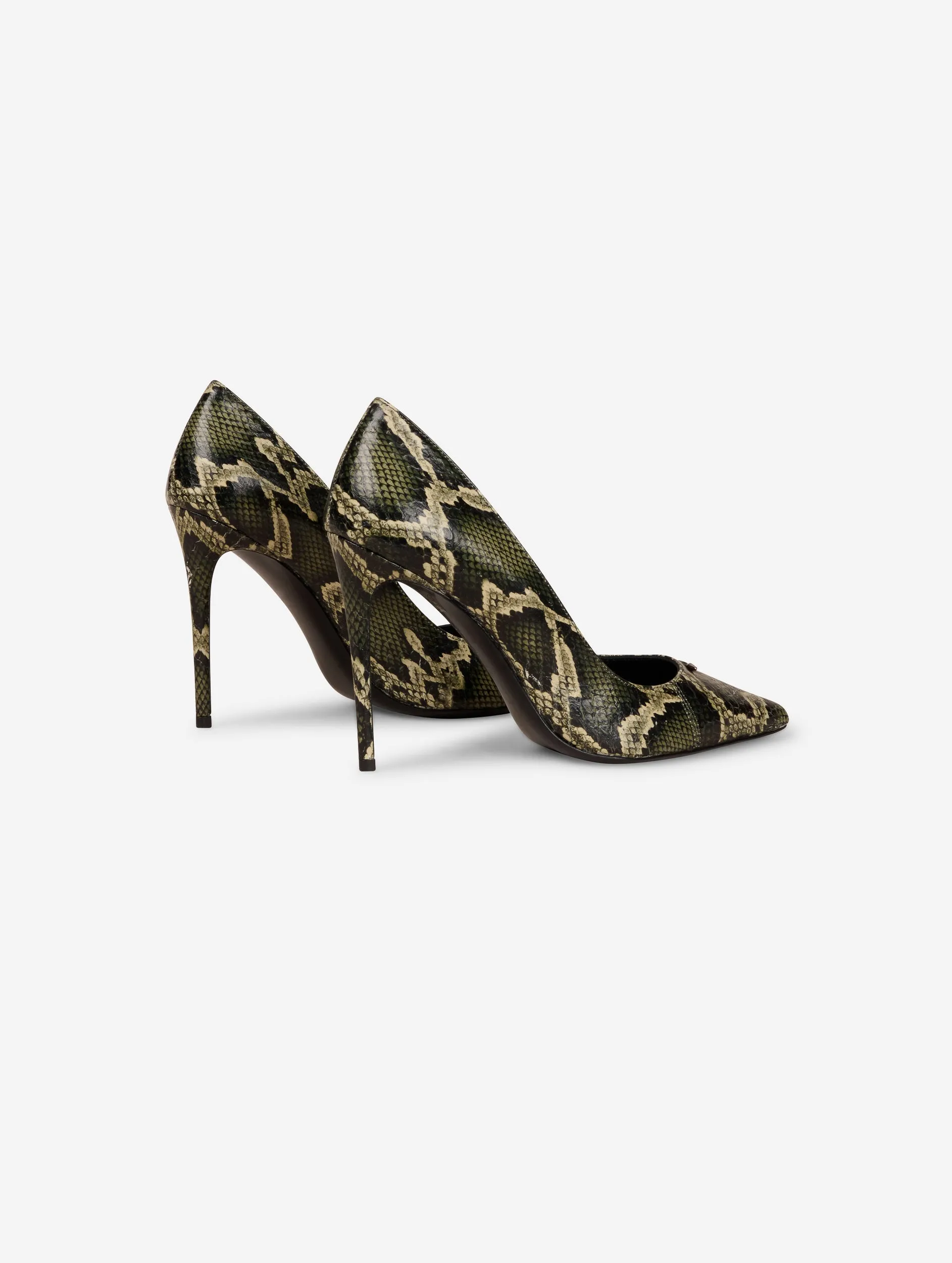 Khaki reptile stilettos