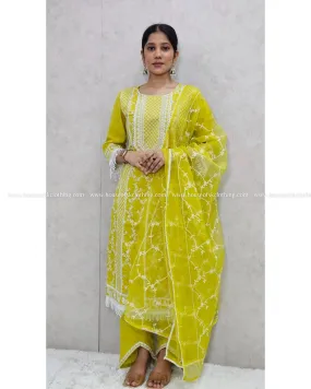 Lime Green Paki Cotton Kurta Set