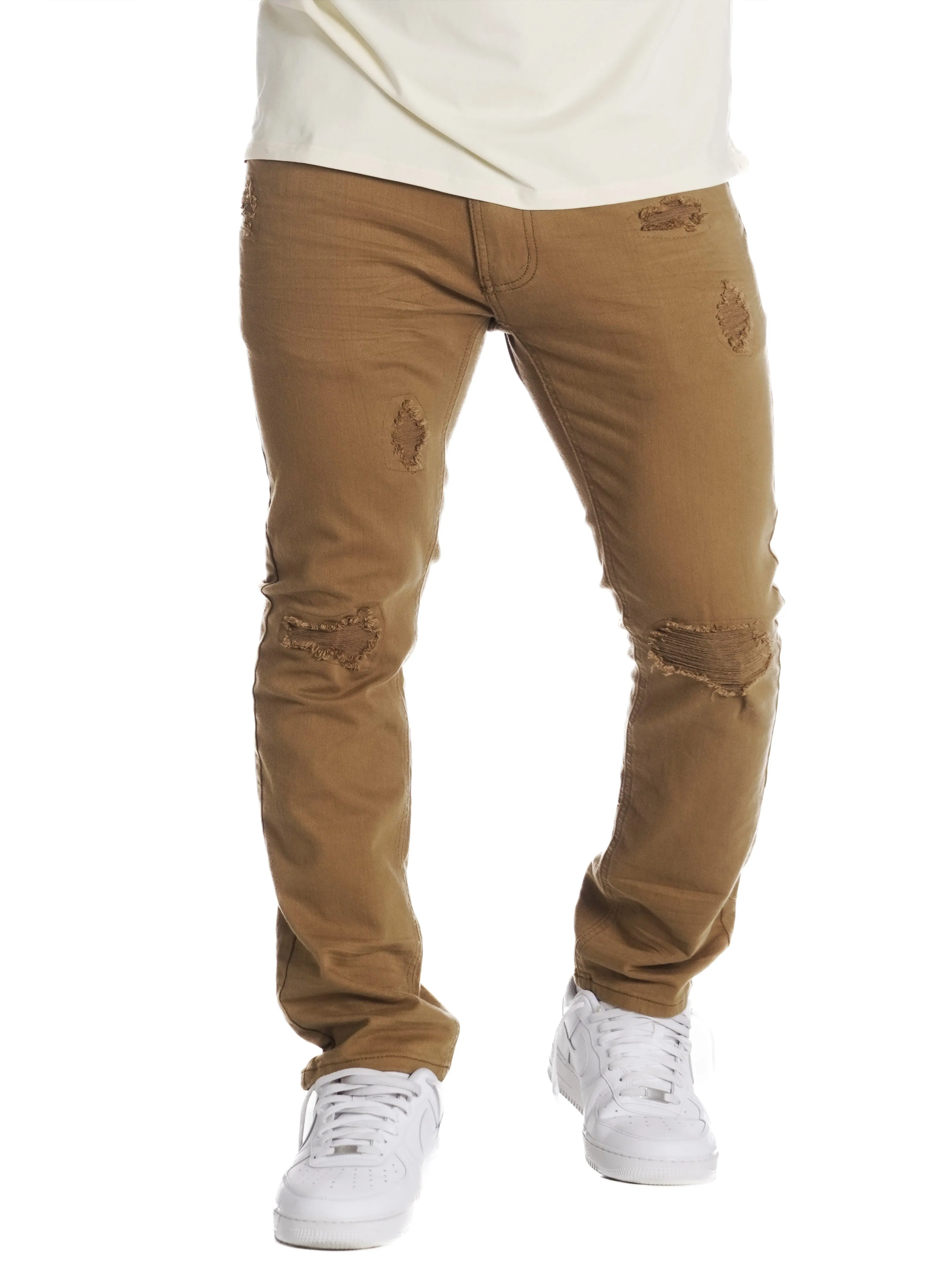 M1932 Makobi Brighton Shredded Twill Jeans - Mocha