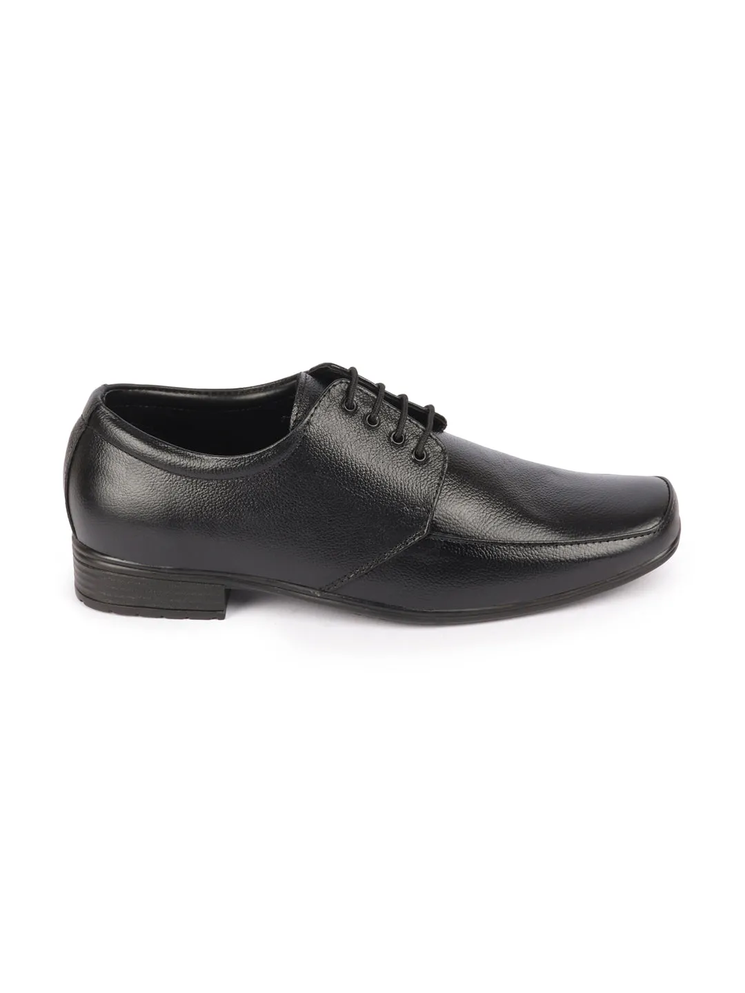 Men Black Genuine Leather Formal Office Work Broad Feet Derby Lace Up Shoes with Comfort EVA Pad Insole