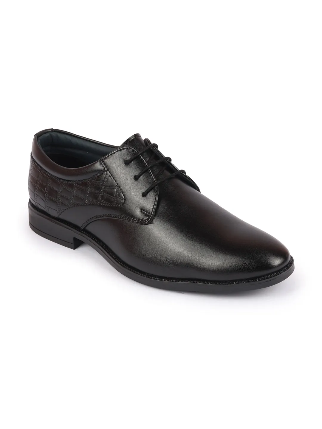 Men Black Wedding Party Embossed Design Oxford Lace Up Shoes