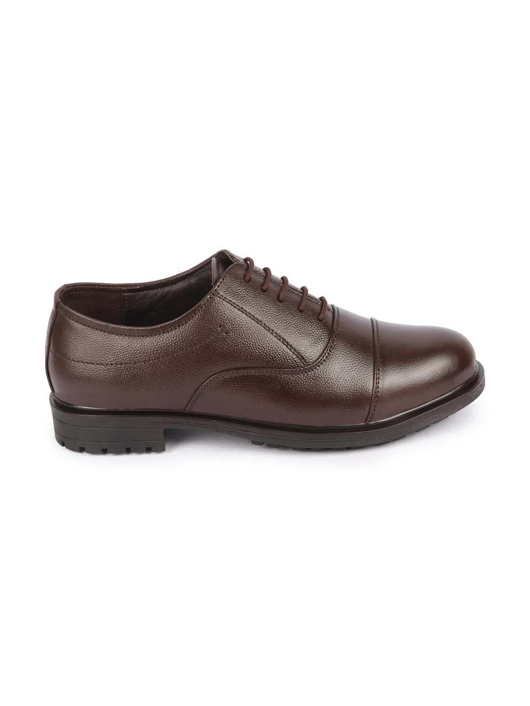 Men Brown Genuine Leather Formal Office Comfort Broad Feet Oxford Lace Up Shoes