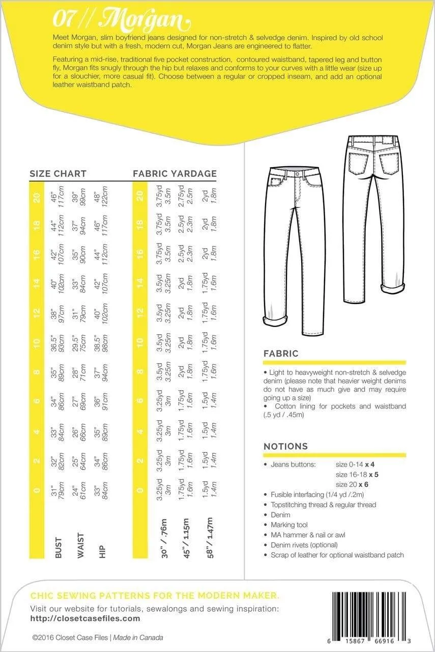 Morgan Boyfriend Jeans - Closet Core Patterns - Sizes 0-20